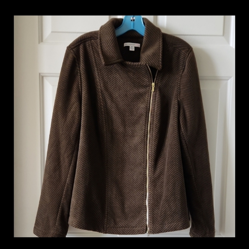 Isaac Mizrahi Brown Herringbone Blazer
